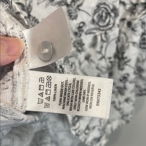 Joie Black and White Linen Floral Button Down Shirt - Picture 7 of 9